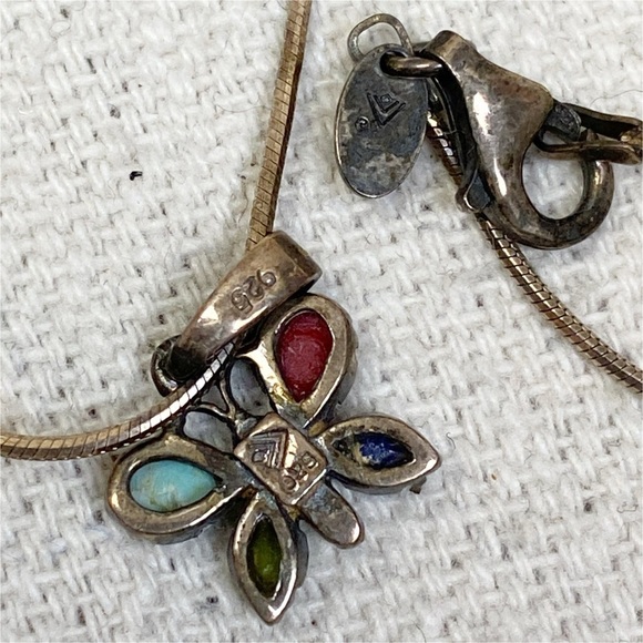 Retired Silpada Sterling Multi Stoned Butterfly Necklace - Picture 5 of 7